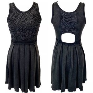 Free People Women Dress BOHO Soutache Embroidered Beaded Mini Flare Dress Size M